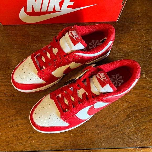 NIKE Women’s Dunk Low University Red Next Nature Sneakers - Picture 5 of 9